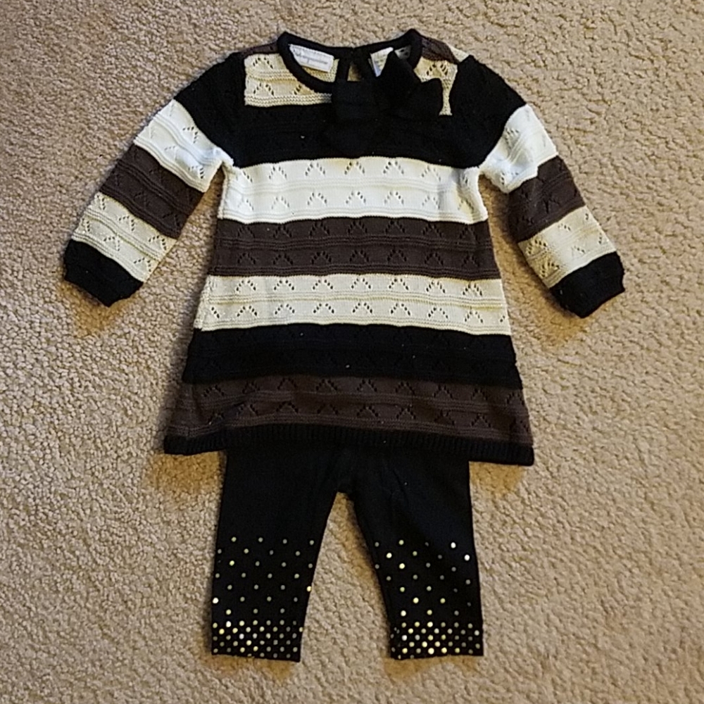 0-3 month girl sweater tunic matching set